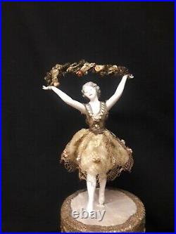 Antique French Candy Box with a Dressel and Kister Porcelain Ballerina Figure o