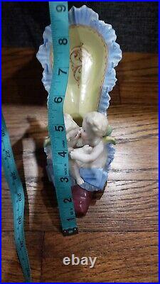 Antique GERMAN CUPIDS SHOE FIGURINE Colorful PORCELAIN Antique GERMAN CUPIDS SHOE FIGURINE Colorful PORCELAIN