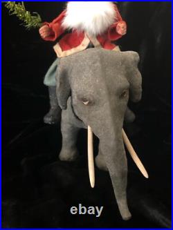 Antique GERMAN SANTA RIDING ELEPHANT NODDING TOY VINTAGE CHRISTMAS