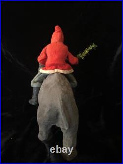 Antique GERMAN SANTA RIDING ELEPHANT NODDING TOY VINTAGE CHRISTMAS