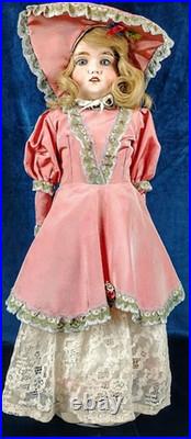 Antique Gebruder Kuhnlenz Large 23 German Bisque Porcelain Doll Leather Body