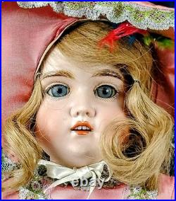 Antique Gebruder Kuhnlenz Large 23 German Bisque Porcelain Doll Leather Body