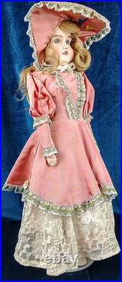 Antique Gebruder Kuhnlenz Large 23 German Bisque Porcelain Doll Leather Body