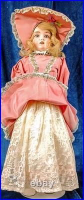 Antique Gebruder Kuhnlenz Large 23 German Bisque Porcelain Doll Leather Body