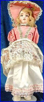 Antique Gebruder Kuhnlenz Large 23 German Bisque Porcelain Doll Leather Body