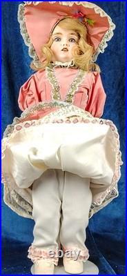 Antique Gebruder Kuhnlenz Large 23 German Bisque Porcelain Doll Leather Body