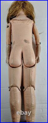 Antique Gebruder Kuhnlenz Large 23 German Bisque Porcelain Doll Leather Body