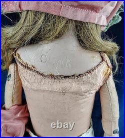Antique Gebruder Kuhnlenz Large 23 German Bisque Porcelain Doll Leather Body