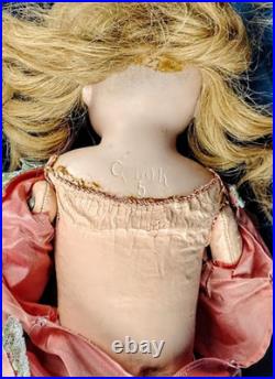 Antique Gebruder Kuhnlenz Large 23 German Bisque Porcelain Doll Leather Body