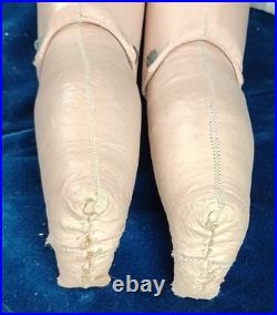 Antique Gebruder Kuhnlenz Large 23 German Bisque Porcelain Doll Leather Body