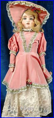 Antique Gebruder Kuhnlenz Large 23 German Bisque Porcelain Doll Leather Body