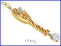 Antique German 0.60 Ct Diamond and Pearl Ruby and 18k Yellow Gold Pendant
