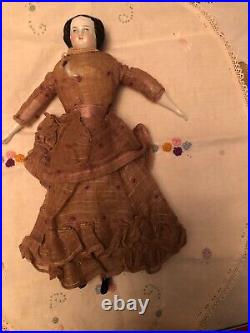 Antique German 11 Flat Top Highbrow China Shoulder Head Doll