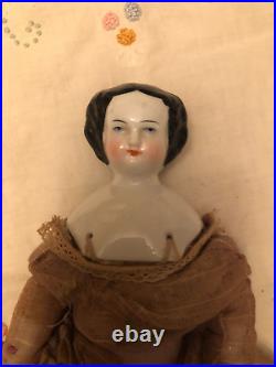 Antique German 11 Flat Top Highbrow China Shoulder Head Doll