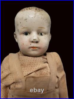 Antique German 12.5 Gebruder Heubach Pouty Boy Doll Bisque Head Character