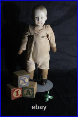 Antique German 12.5 Gebruder Heubach Pouty Boy Doll Bisque Head Character