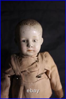 Antique German 12.5 Gebruder Heubach Pouty Boy Doll Bisque Head Character