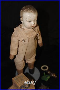 Antique German 12.5 Gebruder Heubach Pouty Boy Doll Bisque Head Character