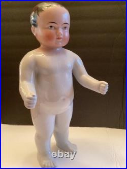 Antique German 15 Frozen Charlie pink tint, brown eyes, brushstrokes Superb