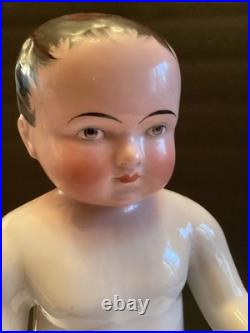 Antique German 15 Frozen Charlie pink tint, brown eyes, brushstrokes Superb