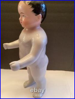 Antique German 15 Frozen Charlie pink tint, brown eyes, brushstrokes Superb
