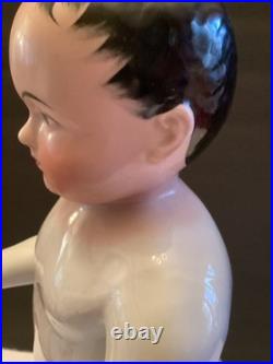 Antique German 15 Frozen Charlie pink tint, brown eyes, brushstrokes Superb