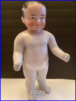 Antique German 15 Frozen Charlie pink tint, brown eyes, brushstrokes Superb