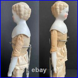 Antique German 15 Parian Flat Top Vertical Curls China Head Doll