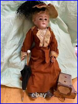 Antique German 17 Bisque Lady Doll 162 by Kestner circa 1910, original clothes