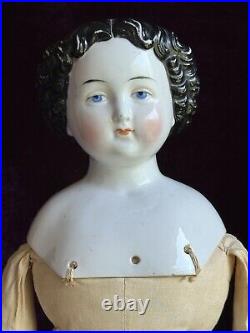 Antique German 19 China Shoulder Head Brunette Victorian Fashion Doll Antique German 19 China Shoulder Head Brunette Victorian Fashion Doll
