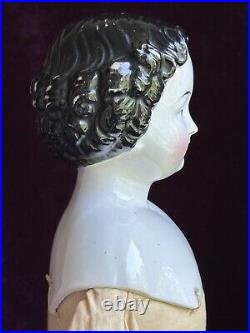 Antique German 19 China Shoulder Head Brunette Victorian Fashion Doll Antique German 19 China Shoulder Head Brunette Victorian Fashion Doll