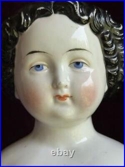 Antique German 19 China Shoulder Head Brunette Victorian Fashion Doll Antique German 19 China Shoulder Head Brunette Victorian Fashion Doll