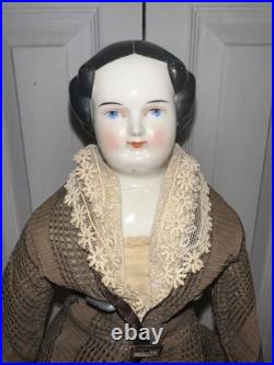 Antique German 19 Flat Top Highbrow China Shoulder Head Doll