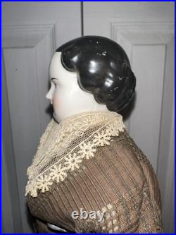 Antique German 19 Flat Top Highbrow China Shoulder Head Doll