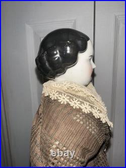 Antique German 19 Flat Top Highbrow China Shoulder Head Doll