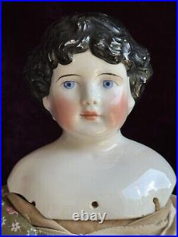 Antique German 19 Kling 176 Brunette Young Lady China Head Doll Antique German 19 Kling 176 Brunette Young Lady China Head Doll