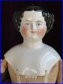 Antique German 20 Flat Top Highbrow China Shoulder Head Doll