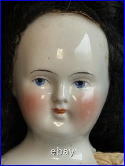 Antique German 21 Biedermeier Bald China Shoulder Head Doll