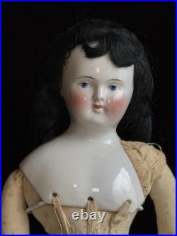 Antique German 21 Biedermeier Bald China Shoulder Head Doll