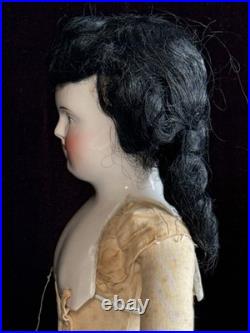 Antique German 21 Biedermeier Bald China Shoulder Head Doll