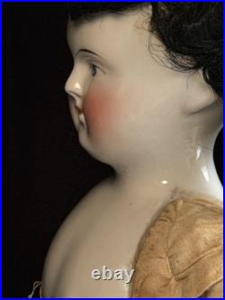 Antique German 21 Biedermeier Bald China Shoulder Head Doll