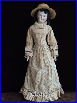 Antique German 21 Biedermeier Bald China Shoulder Head Doll