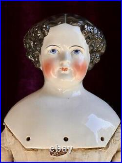 Antique German 24 Flat Top Highbrow China Shoulder Head Doll