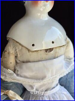 Antique German 24 Flat Top Highbrow China Shoulder Head Doll