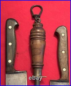 Antique German (2) Chef Knives & Hoffman Sharpener Commercial Quality