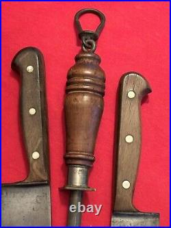 Antique German (2) Chef Knives & Hoffman Sharpener Commercial Quality