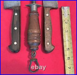 Antique German (2) Chef Knives & Hoffman Sharpener Commercial Quality