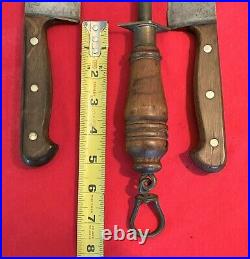 Antique German (2) Chef Knives & Hoffman Sharpener Commercial Quality