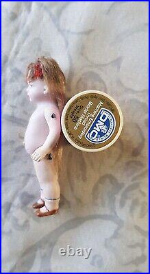 Antique German 3.5 All Bisque Doll Dollhouse Miniature Marked 620 9