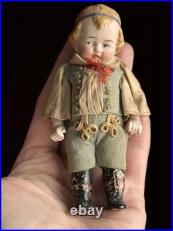 Antique German 4.25 Heubach Coquette Dollhouse All Bisque Miniature Doll